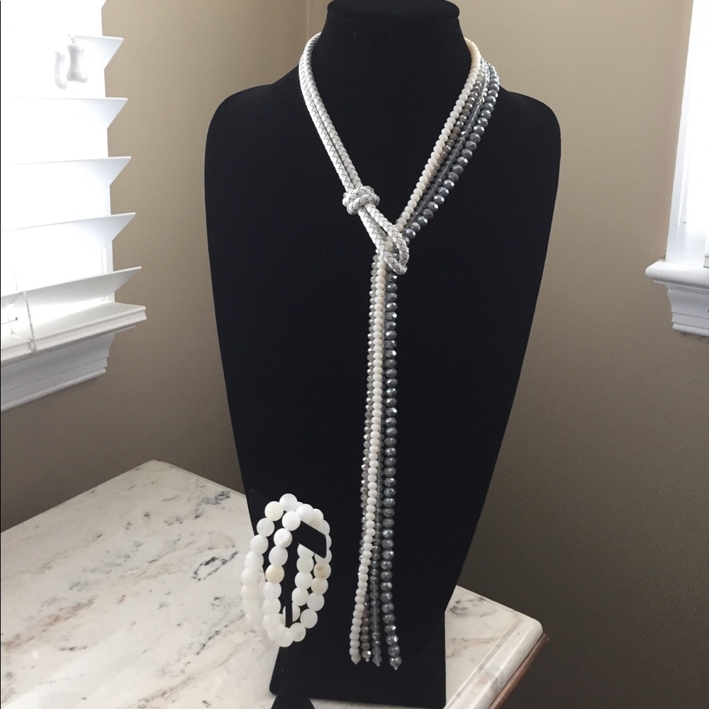 SOLD- Rope and Beaded Lariat Necklace