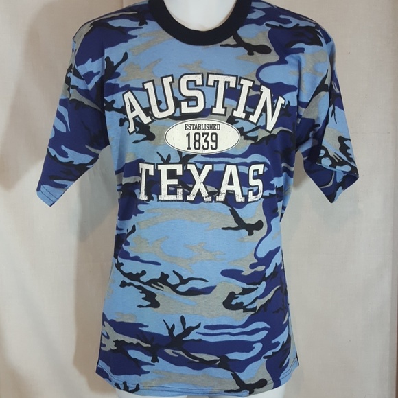 Austin Texas art blue large tshirt - Picture 1 of 2