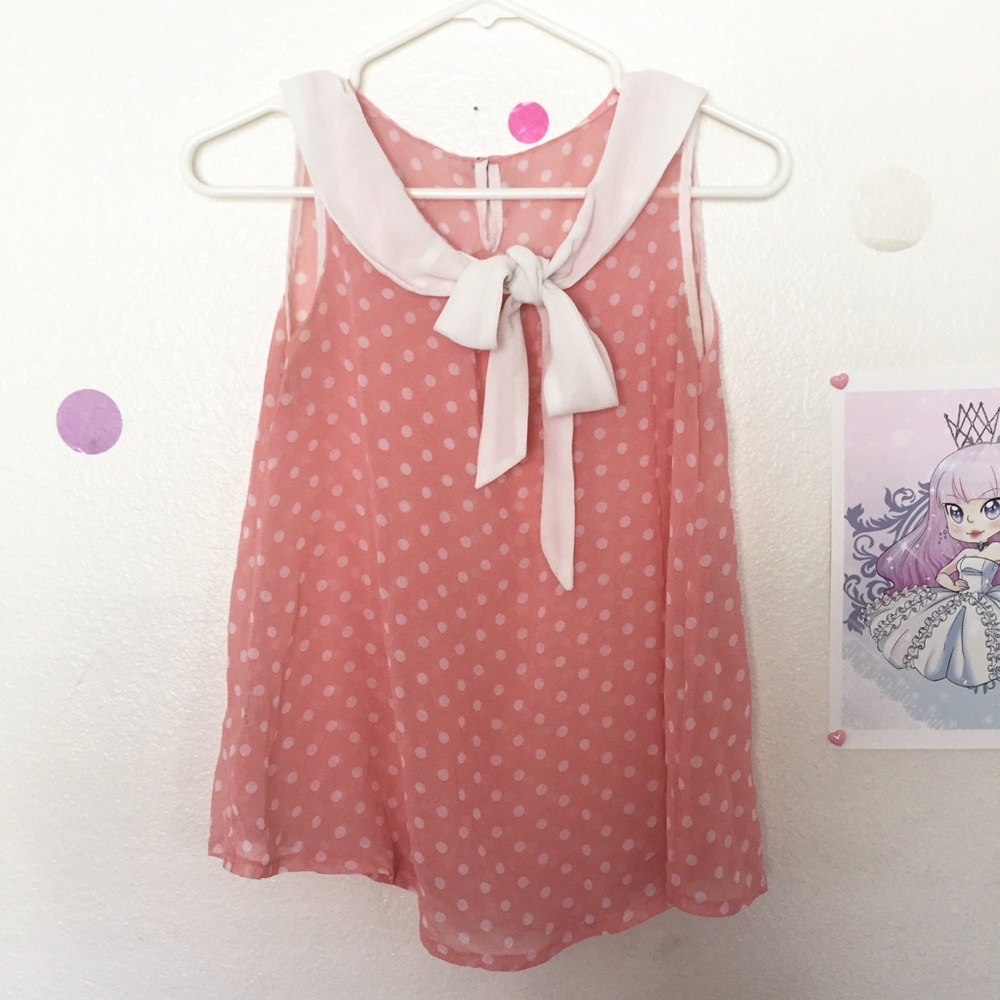 Pink and White Polka Dot Sailor Tank