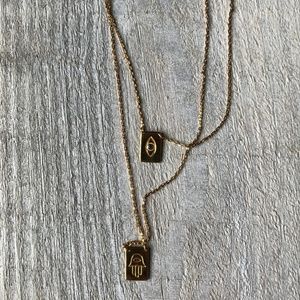 Evil eye and Hand of Fatima Long Chain Necklace