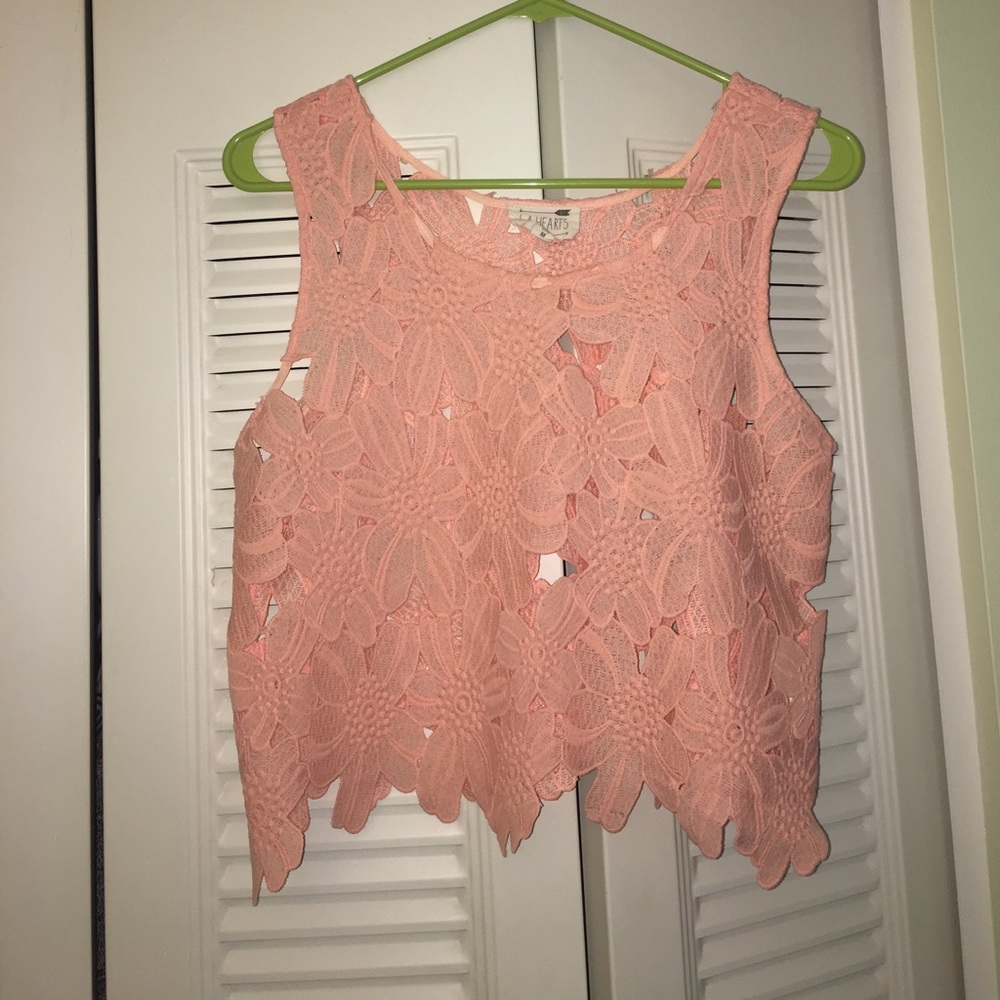 LA Hearts pink floral cut out crop top