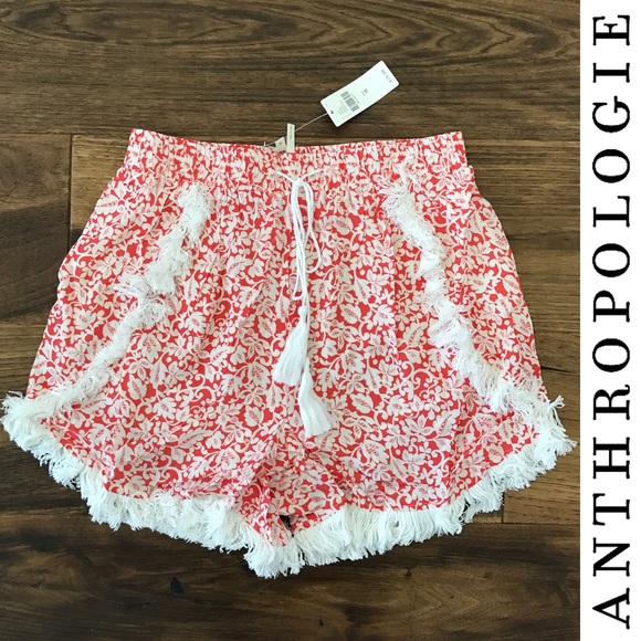 Anthropologie Pants - NWT Anthro Fringe Floral Boho High Waist Shorts