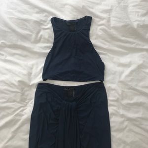 Navy blue suede 2 piece set