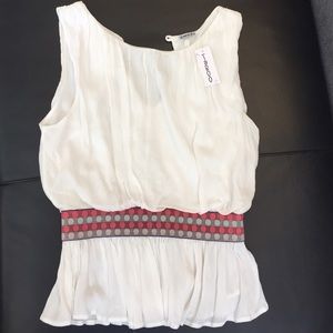 Taroo white ruffle top. Event brand. Small.