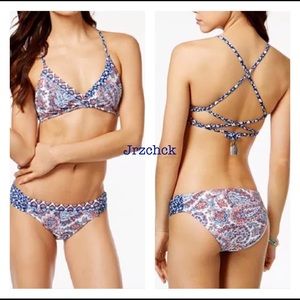 NWT 2 PC Lucky Brand Fancy Back Bikini Suit Set