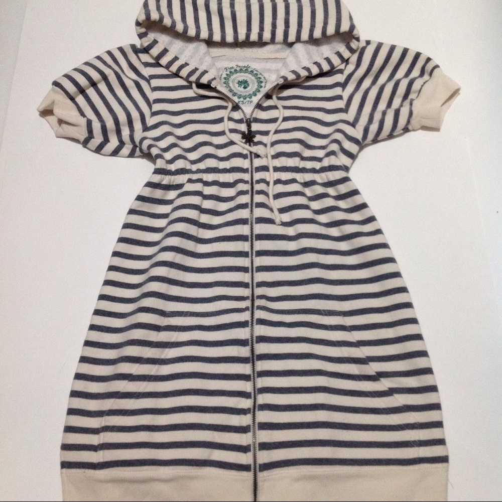 Free People Hooded Sweatshirt Zip Dress