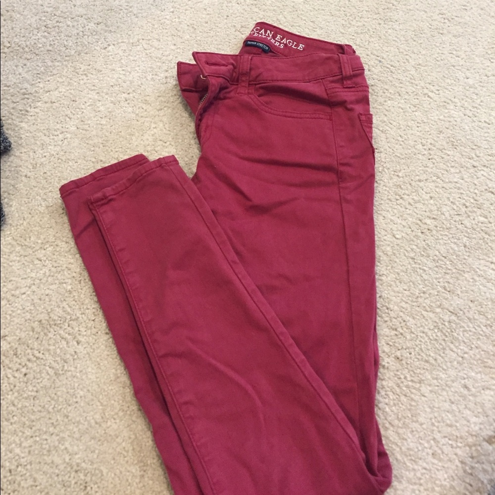 AMERICAN EAGLE red sateen stretch jegging size 2