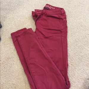 AMERICAN EAGLE red sateen stretch jegging size 2