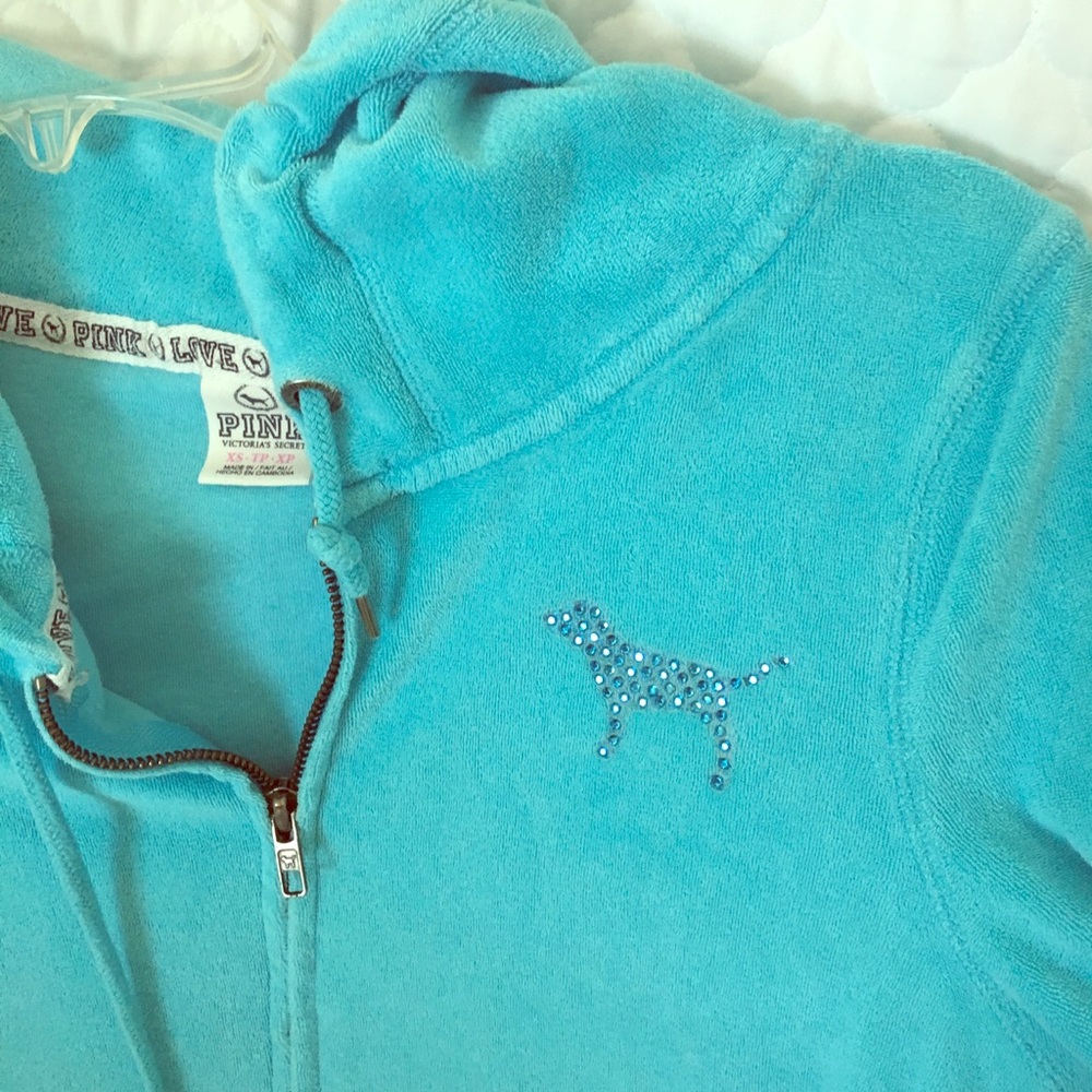 Pink  ...... teal hoodie wth rinstones