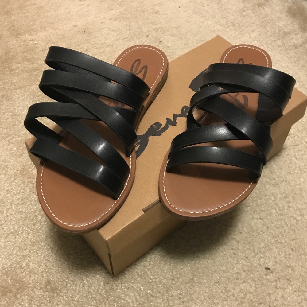 Seven7 Sandals, Brand New in Box, Black Slides