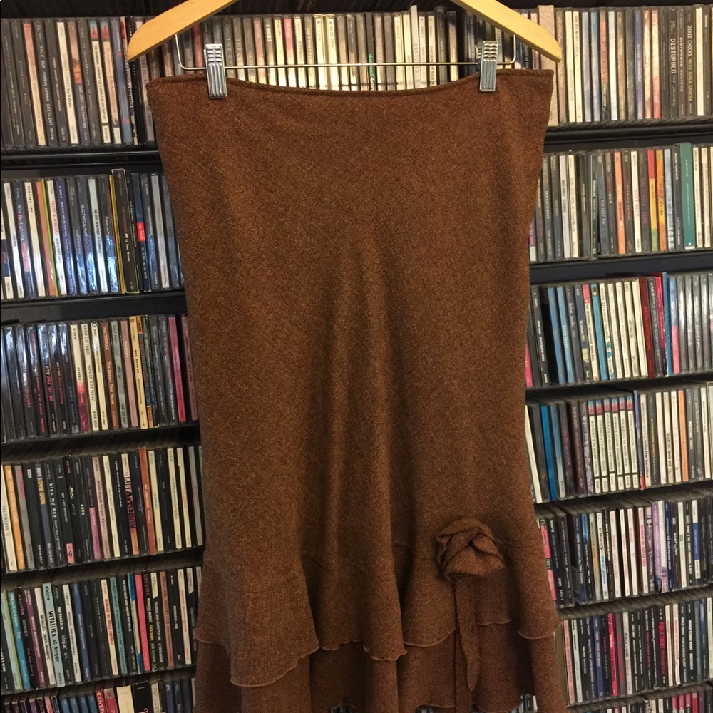 Brown herringbone skirt, size large