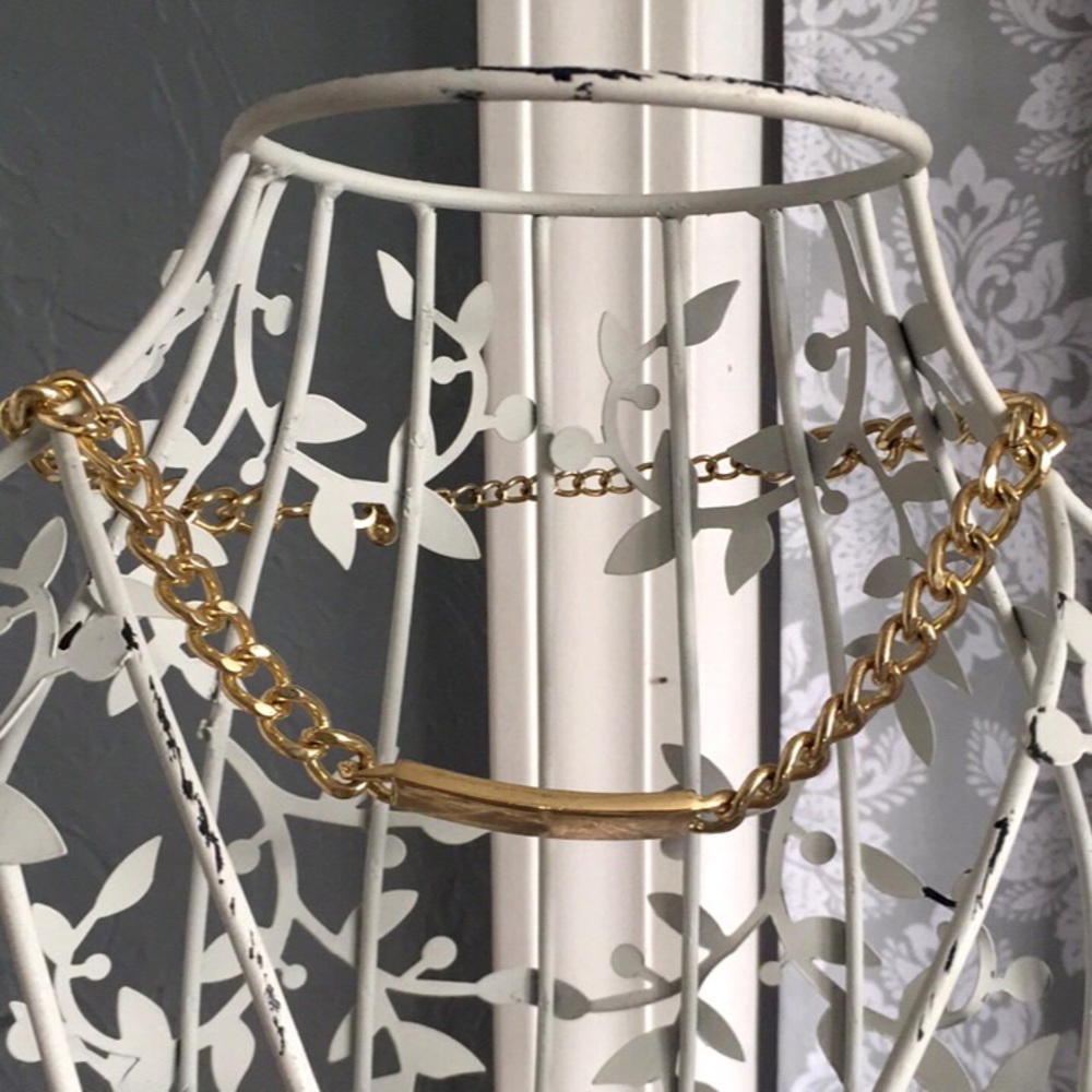 Gold Chain and Bar Necklace