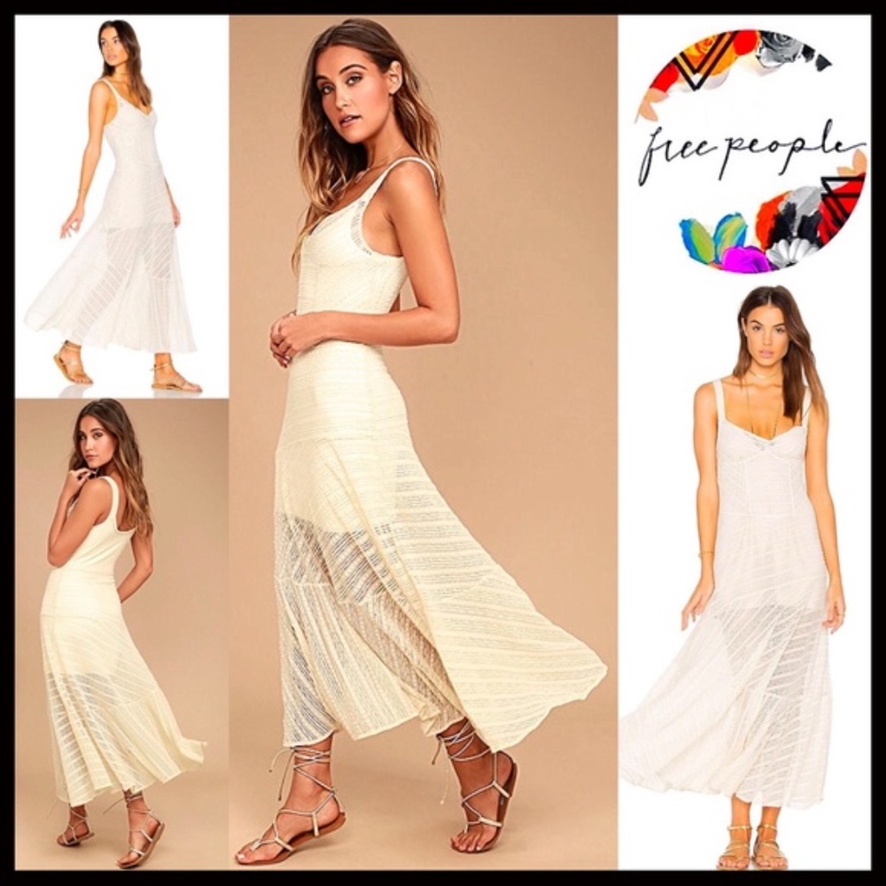 ❌SOLD❌FREE PEOPLE Ivory Maxi Slip Dress - Picture 7 of 7