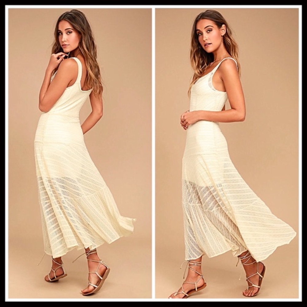 ❌SOLD❌FREE PEOPLE Ivory Maxi Slip Dress - Picture 6 of 7