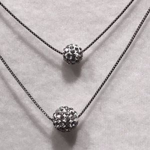 Swarovski Crystal Double Ball with Layers Necklace