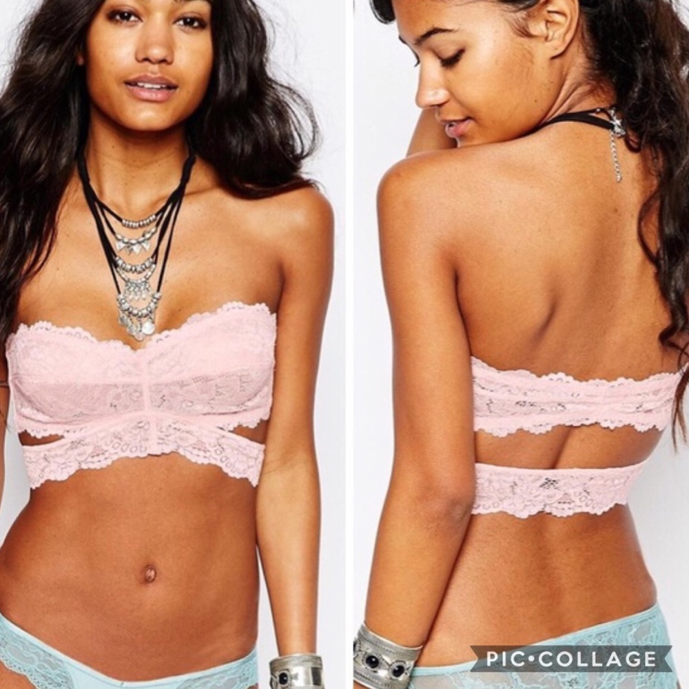 Free People Deep in the Dark Lace Bandeau {pink} - Picture 1 of 5