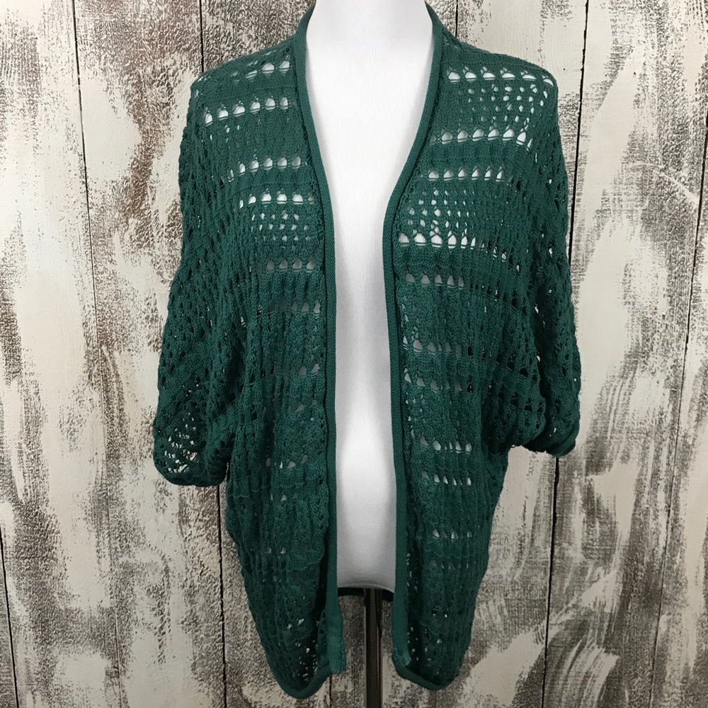 Pins and Needles Green Crochet Cardi