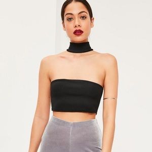 Missguided black choker tube crop top