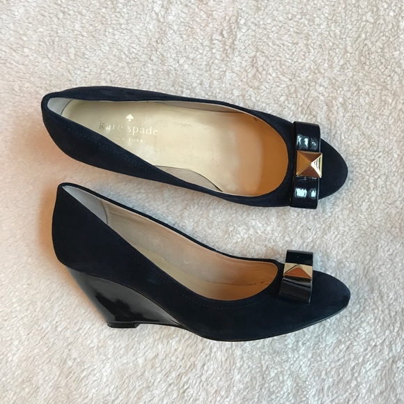 kate spade Shoes - Kate spade navy suede Wedge