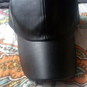 Faux leather snapback