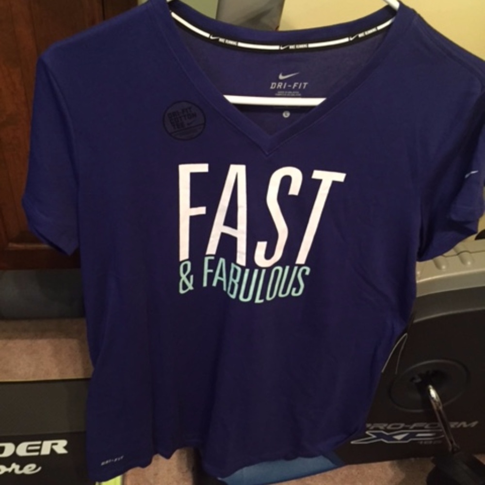 Nike Dri Fit Top Short Sleeve Size Large Blue