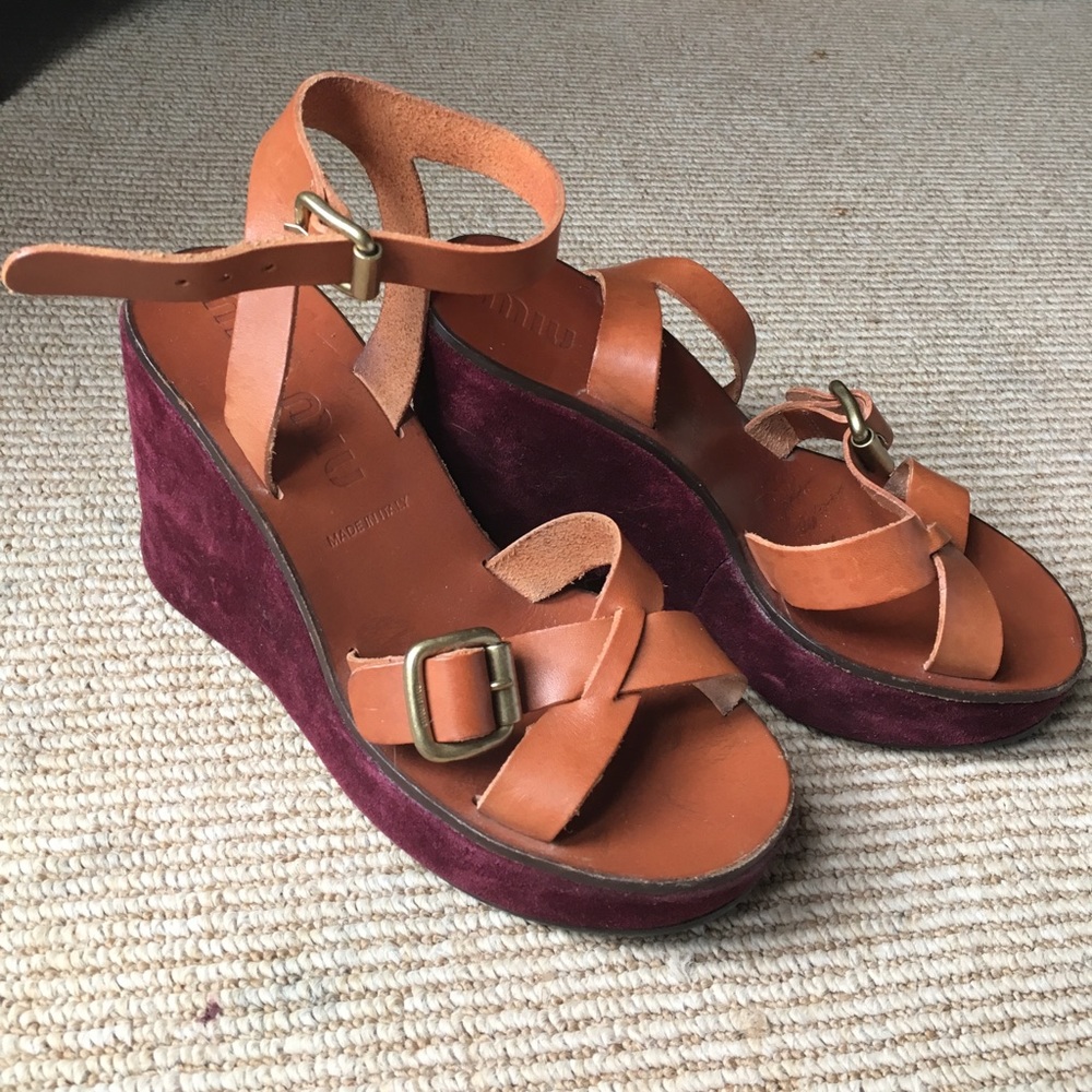 Miu Miu suede and leather flat forms