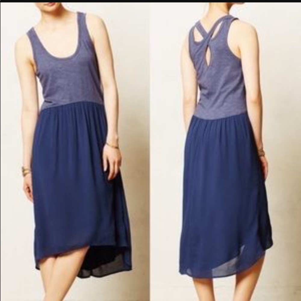 ANTHROPOLOGIE High low Navy blue dress