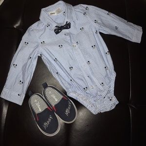 Disney button down Onesie with Bow tie!