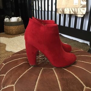Red suede boutique booties