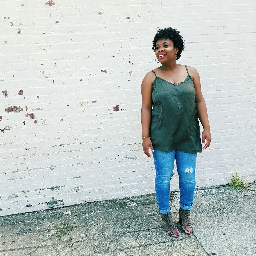 Who What Wear Lace Silk Green Top