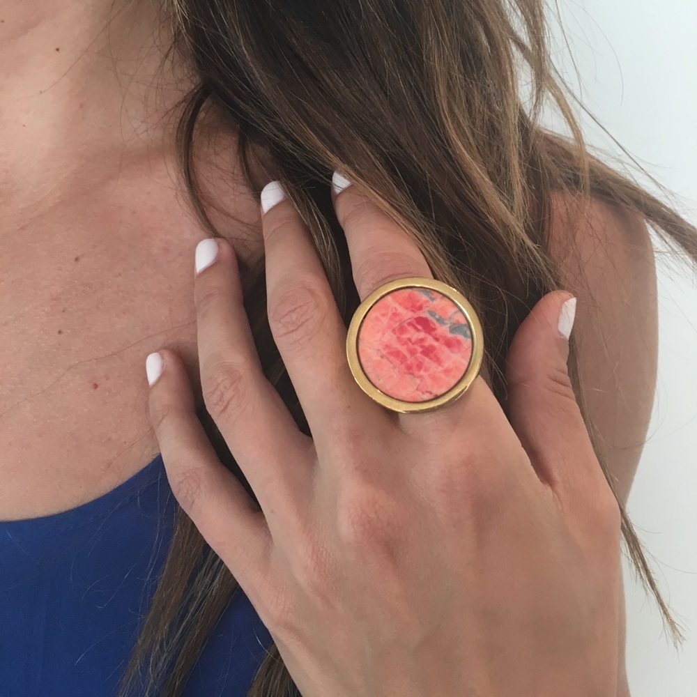 Michael Kors marble and gold ring, size 8