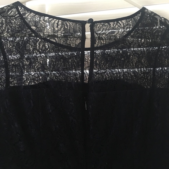 Adrianna Papell Lace Peplum Long Sleeve Navy Dress - Picture 4 of 5