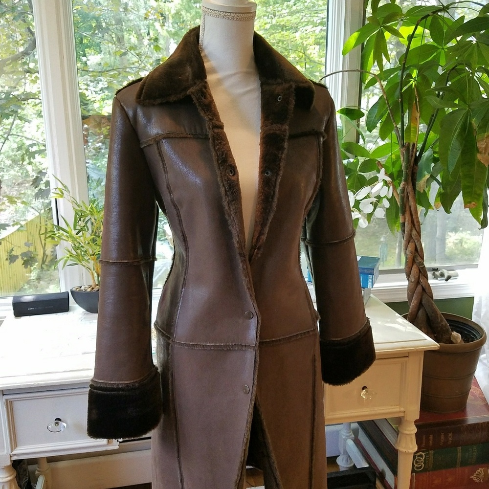 SOLD Boutique Parka Coat Size M/L Faux Fur Brown
