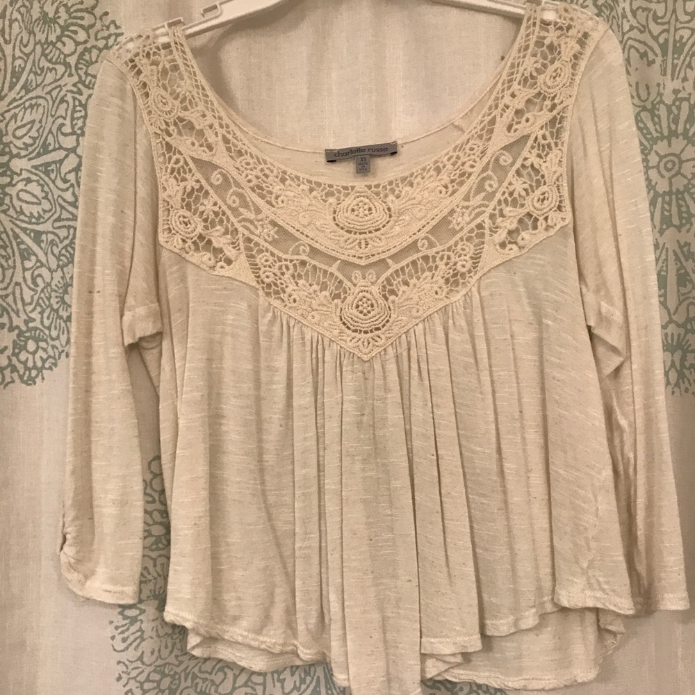 Cream crochet flowy crop too from Charlotte Russe