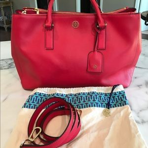 Tory Burch Large Robinson Tote in Poppy Red