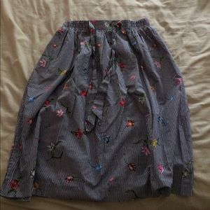 H&M Floral Striped Midi Skirt