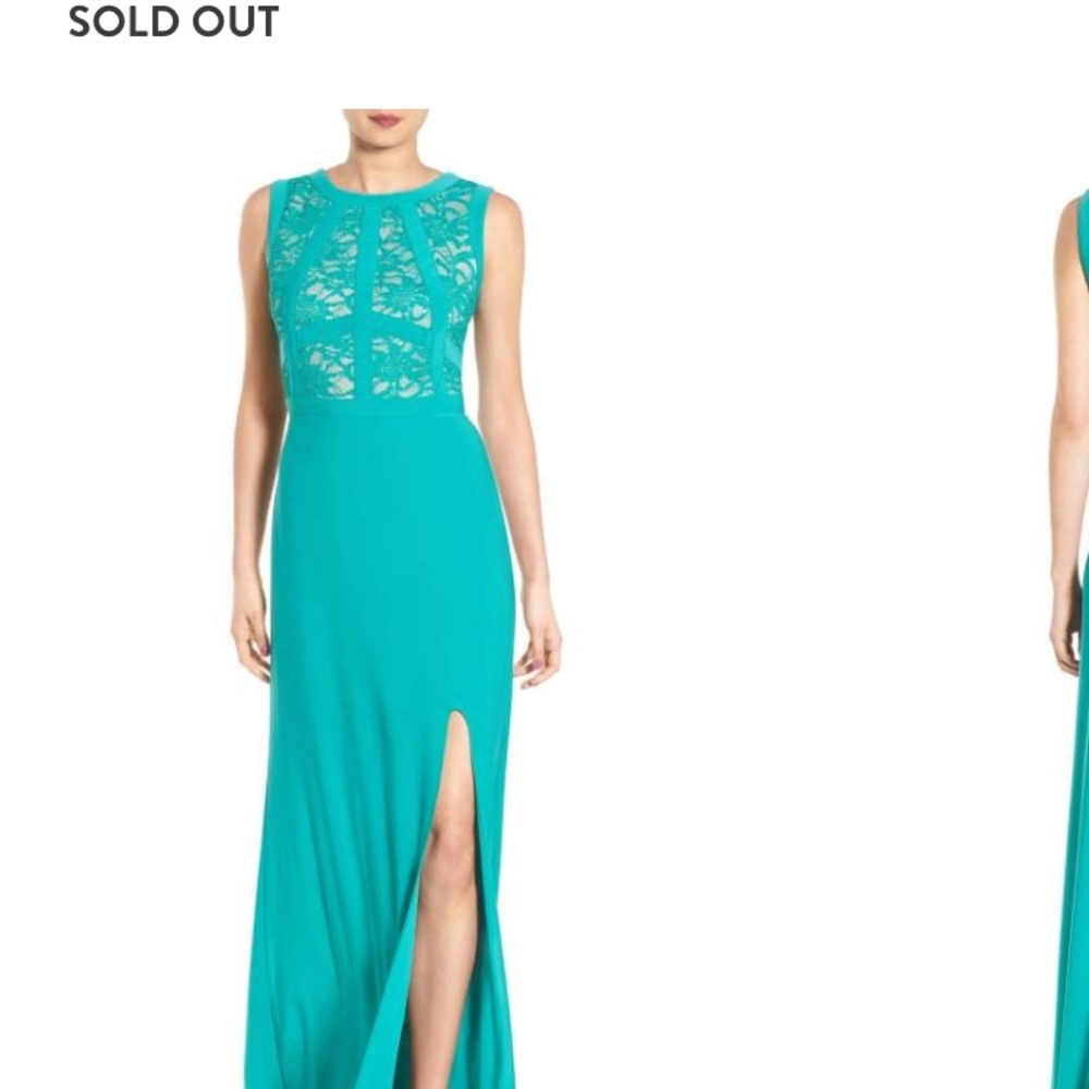 Morgan & Co. lace bodice gown in blue