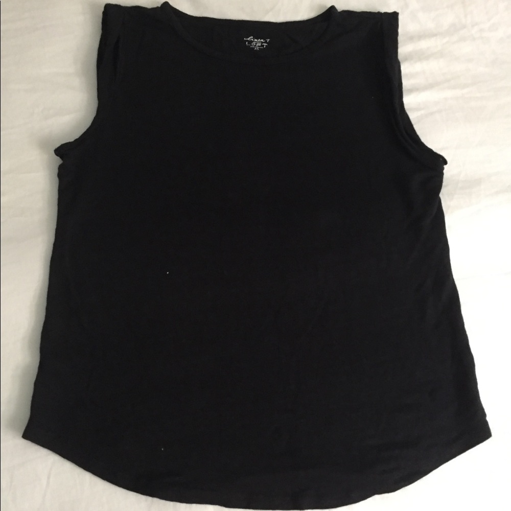 LOFT Black Linen Sleeveless Top