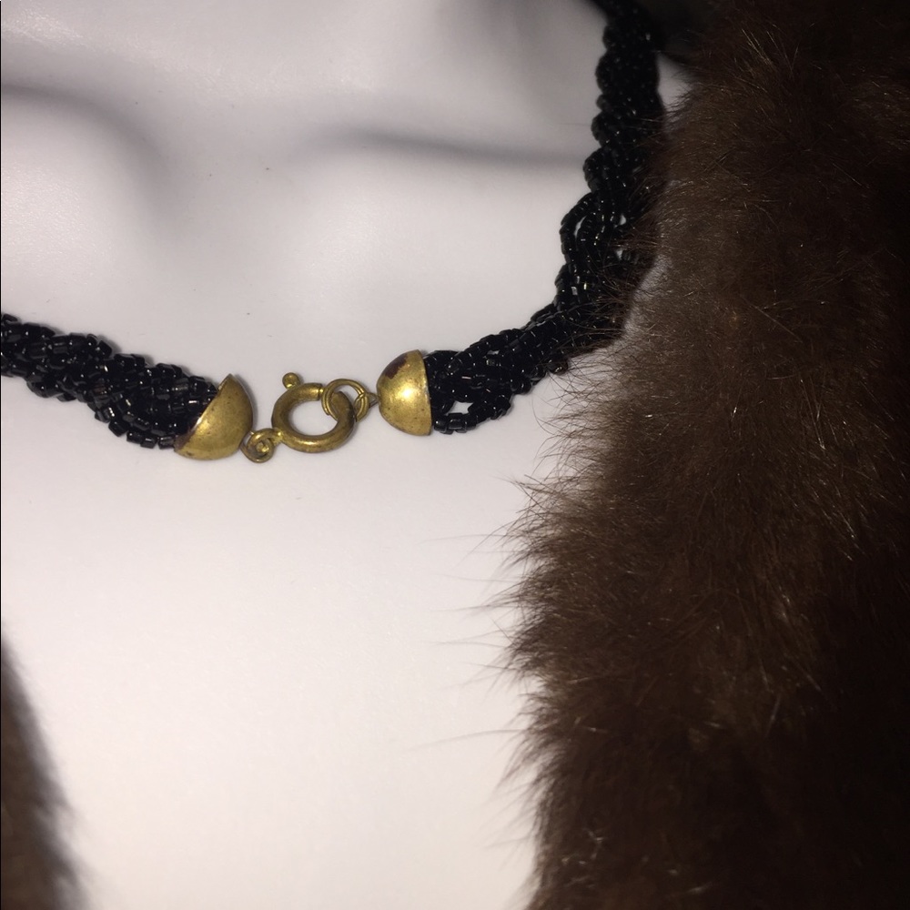 Vintage seed bead 1950s jet black necklace - Picture 3 of 3