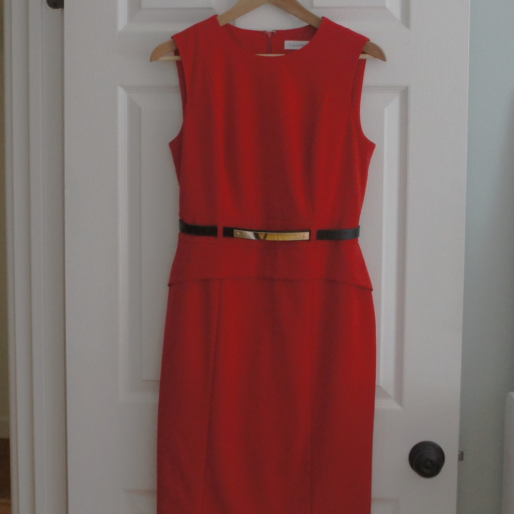 ✨HP✨ Calvin Klein Sheath Dress with Peplum Waist - Picture 2 of 7