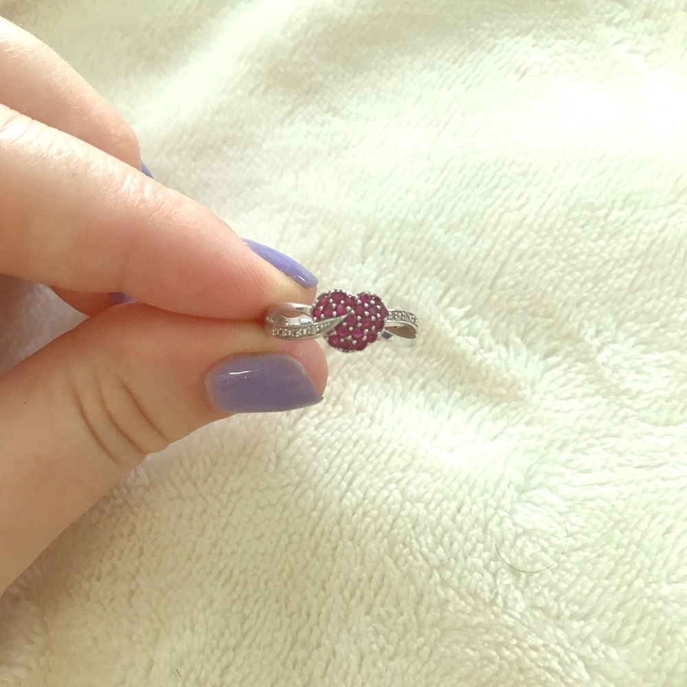 Red heart diamond ring