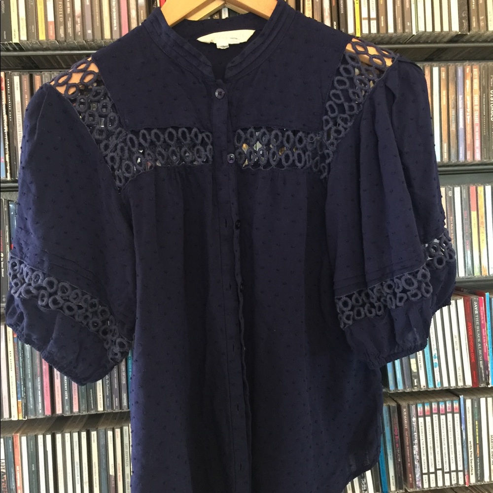 Navy eyelet blouse
