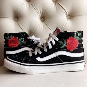 High-top Vans with rose embroidery