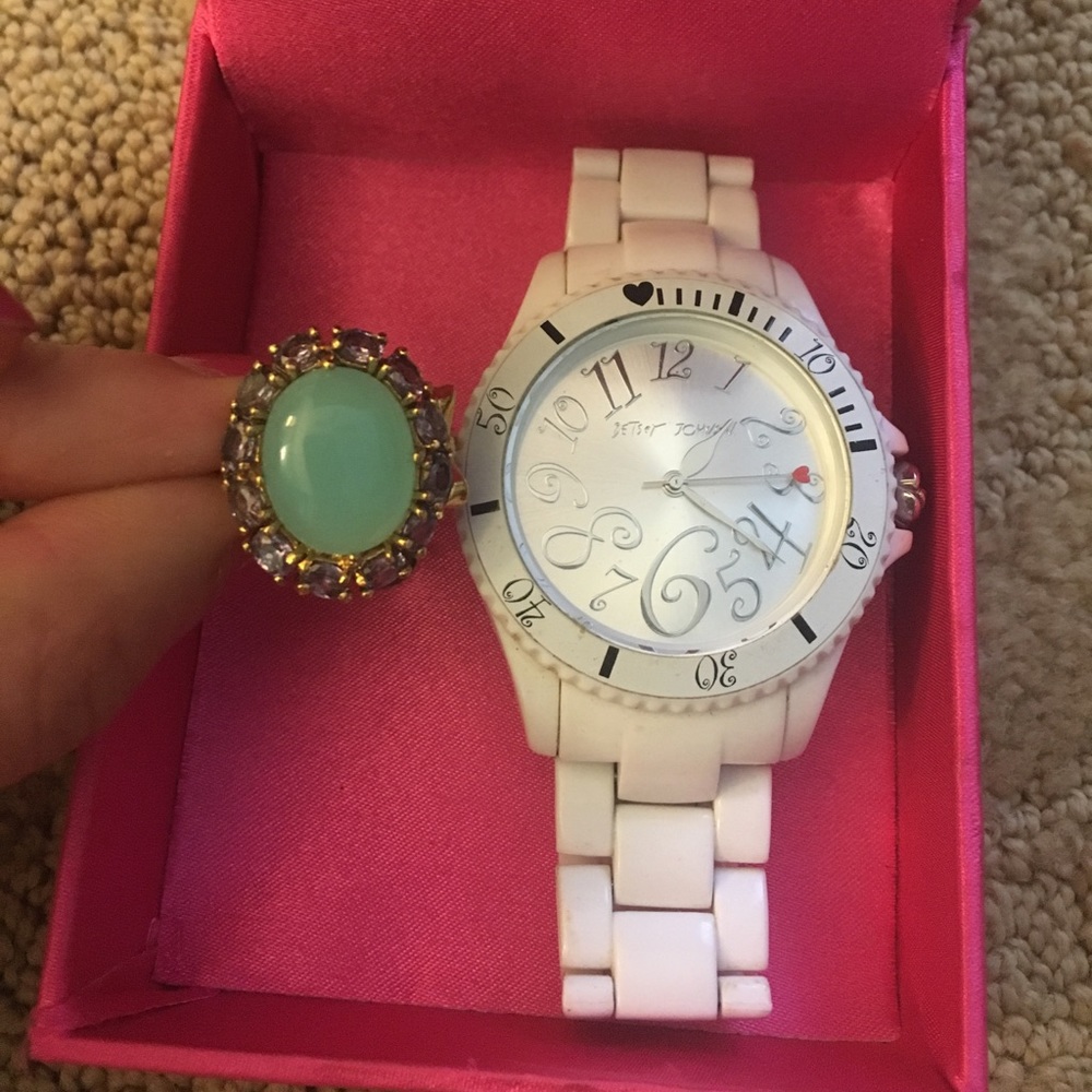 Betsey Johnson watch and juicy couture ring