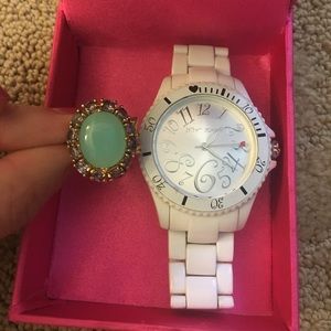 Betsey Johnson watch and juicy couture ring