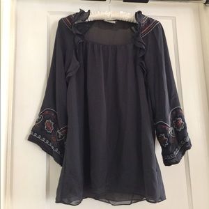 Gray embroidered tunic size medium