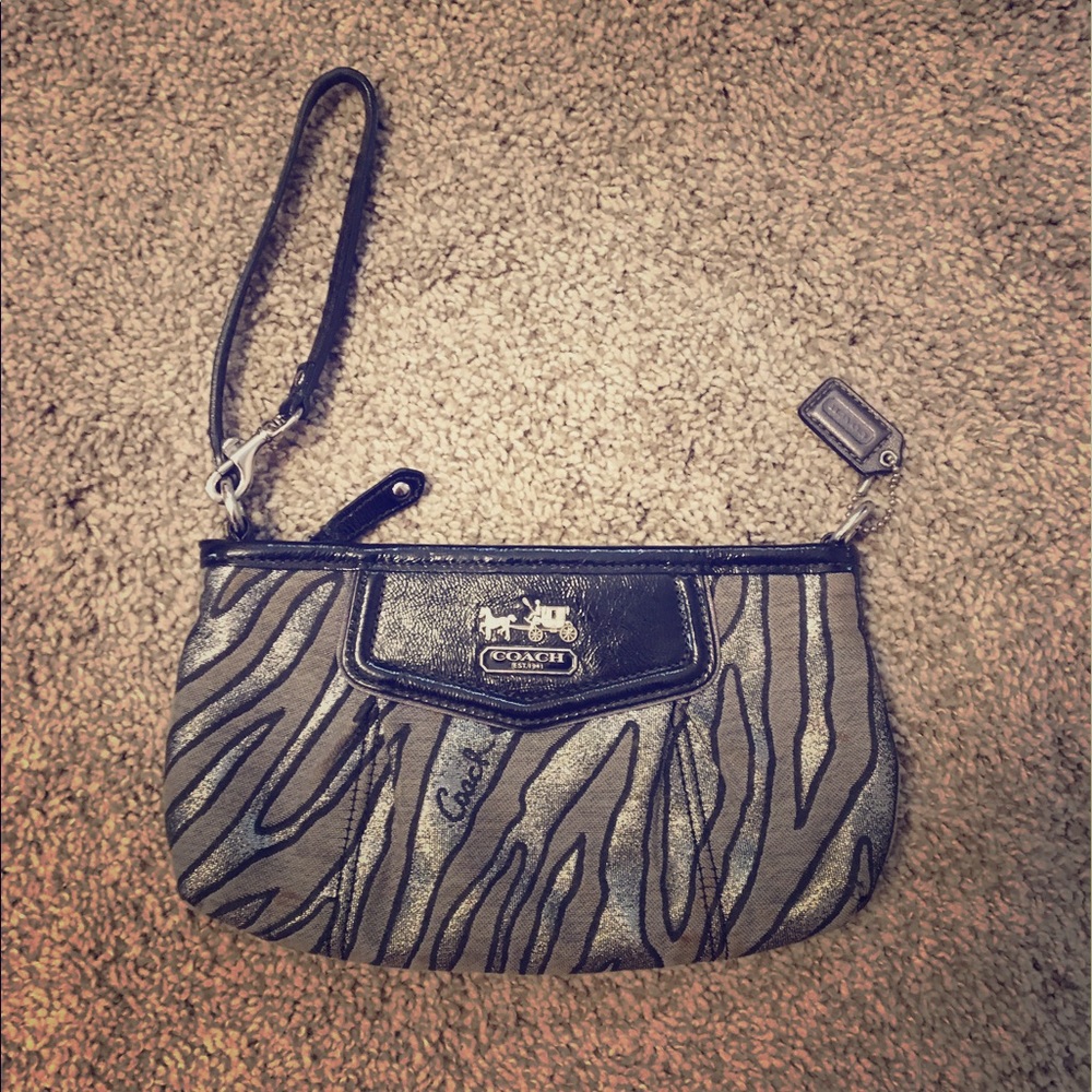 Coach zebra large wristlet