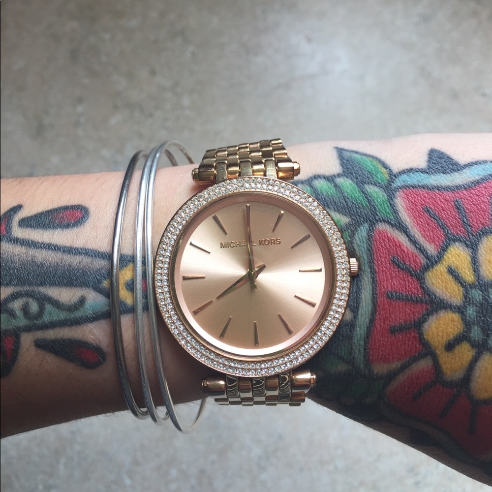 Michael Kors Rose Gold Tone Pave Watch