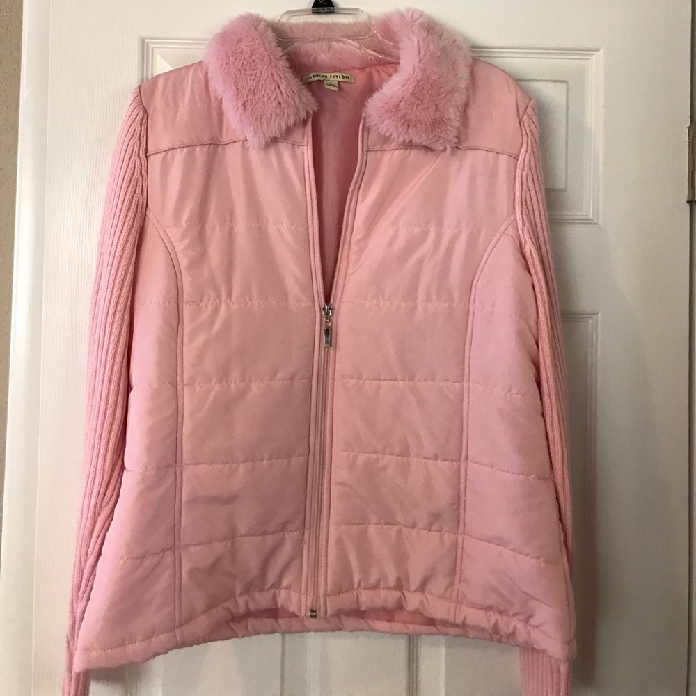 Carolyn Taylor Pink Faux Fur Jacket Size L