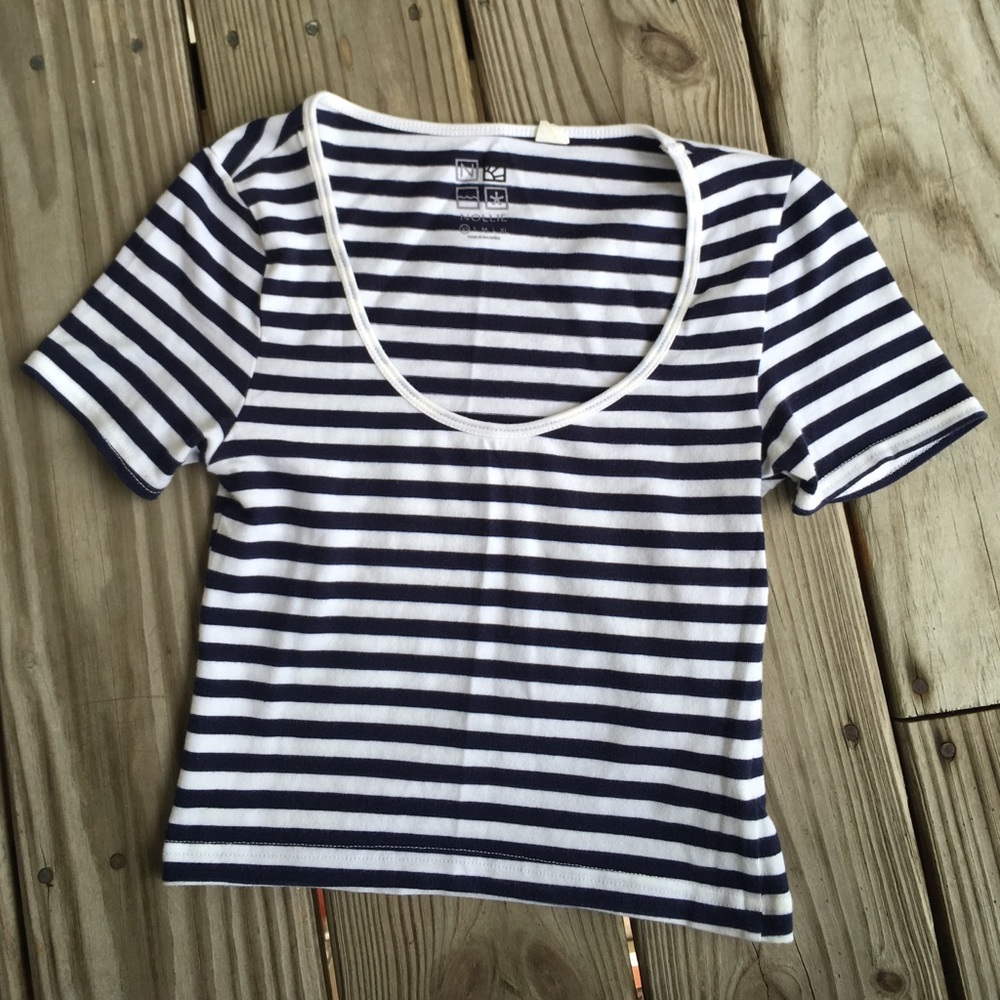 Blue/White Striped Crop
